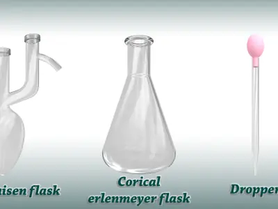 33 Laboratory glasswares 3D Model 3D model