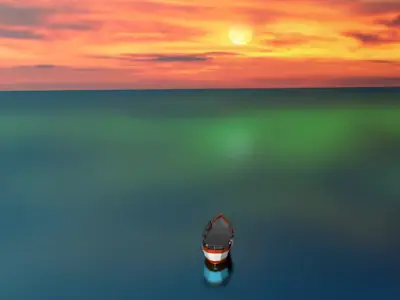 Boat in sunset 3D model