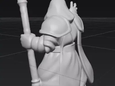 Dwarf Rune Priest Figurine 3D Model OBJ STL GLB Low-poly 3D model