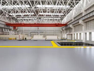 Factory interior thermal power plant gas turbine 3D model
