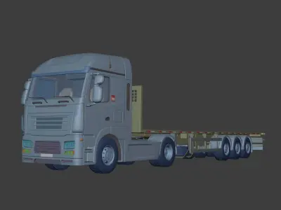 Generic Semi Trailer Flatbed Truck with Modern Design 3D model