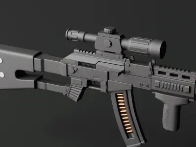 Assault Rifle Gun Low-poly 3D model