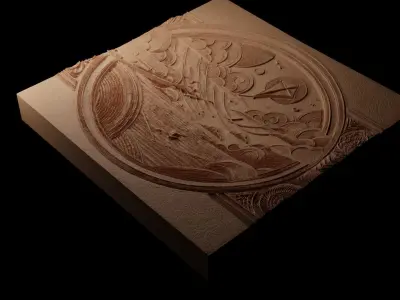 Sailing Kite Sandcasting Bas High Relief CNC 3D print model