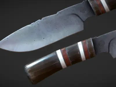 Hunter knife Low-poly 3D model