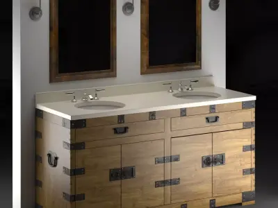 HEIRLOOM SILVER Double washbasin Restoration Hardware 3D model