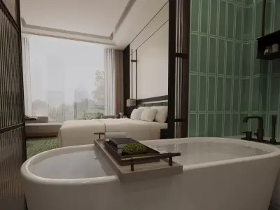  Luxury Modern Hotel Suite Interior 3D model