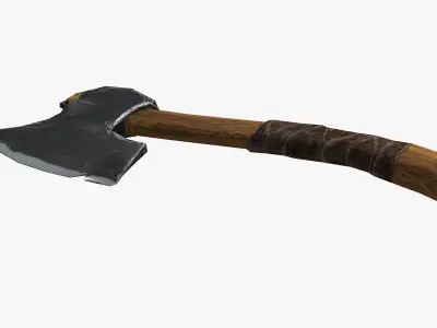 Wooden ax Low-poly 3D model