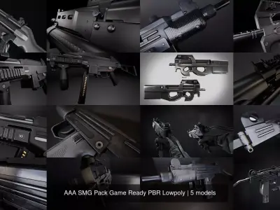 AAA SMG Pack Game Ready PBR Lowpoly