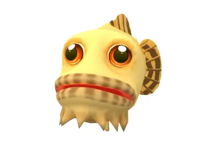 Oyster Toad Fish Cartoon Animated Low-poly 3D model