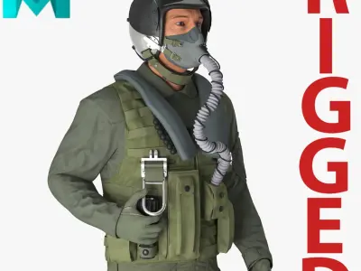 US Military Jet Fighter Pilot Rigged for Maya 3D model