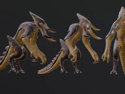 Alien in shadow Low-poly 3D model