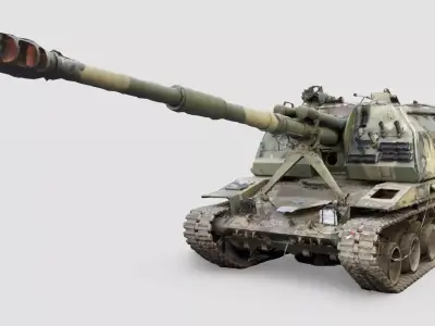 Destroyed 2S19 Msta 152 mm self-propelled howitzer M1990  3D model