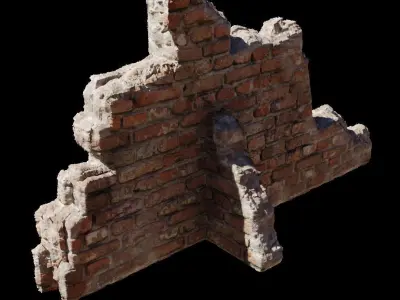 brick wall in ruins for diorama 3D model