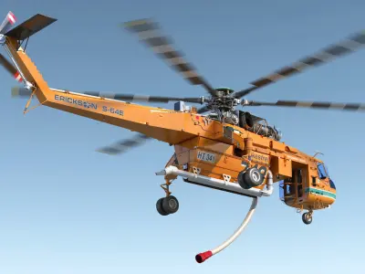 Sikorsky S-64 Skycrane Firefighting Helicopter 3D model