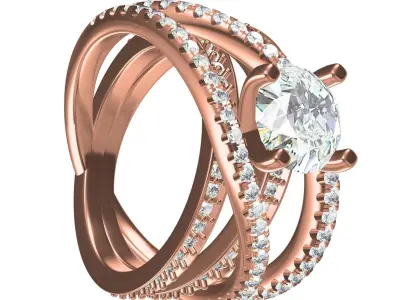 Antique Twisted Split Shank Diamond Engagement Ring 3D print model