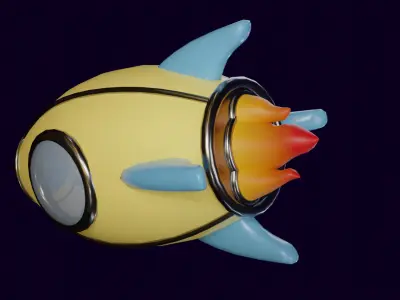 Low Poly Cartoon Rocket Low-poly 3D model