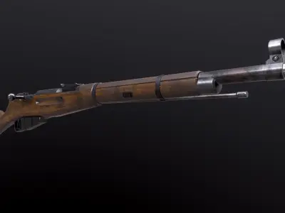 Mosin WW2 USSR rifle PBR Low-poly 3D model