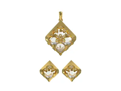 Diamond Pendant Set 09 3D print model