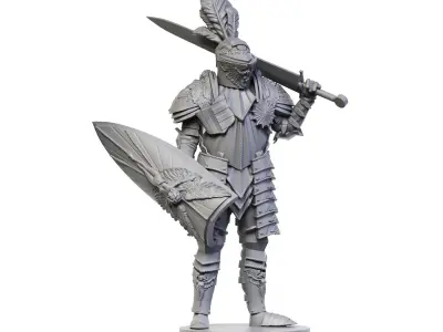 Knight in armor holding sword 3D print model