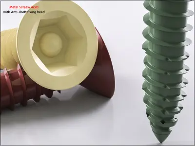 3D Screw  Metal Screw 4x20 Original Sizes Ready for 3D Print 3D print model