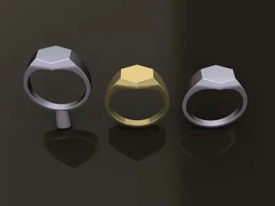 Signet Hexagon Ring Band Mix Size 5 6 7 8 9 10 3D print model