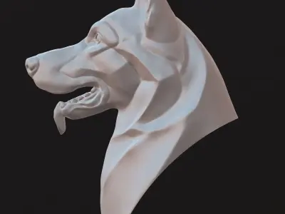 Stylized German Shepherd Dog Head 3D model