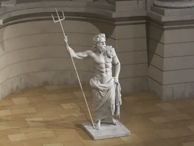 Poseidon Greek God Statue Marble 3D model