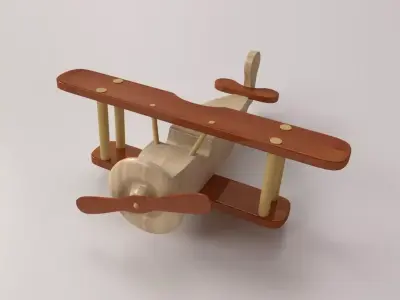 Wooden Airplane 3D model buy