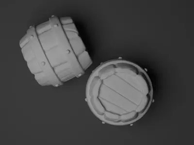 barrel two wooden barrels 3D model