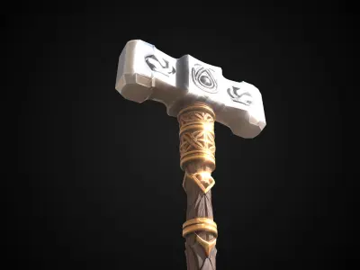 Stylized Dwarf Sword - Stonegrip - Game Ready Free 3D model