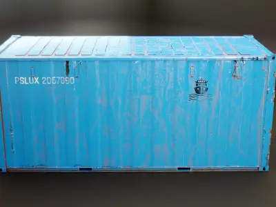 Intermodal Shipping Container 20-foot-long Rusted Low-poly 3D model