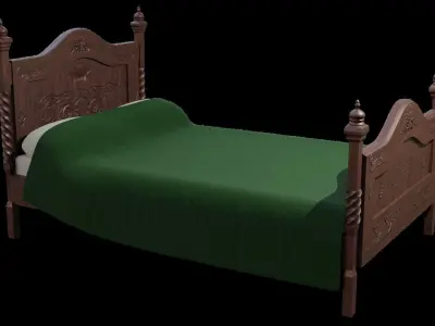Fancy Bed Low-poly 3D model