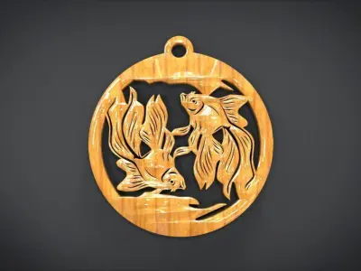 Wall decoration with Fish motif Low-poly 3D model
