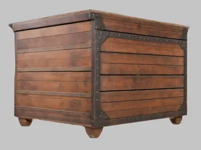 wooden Box medieval Low-poly 3D model