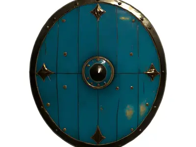 Realistic Medieval Round Wooden Shield Low-poly 3D model