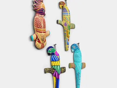 Parrots parrot charms - Low-poly 3D model