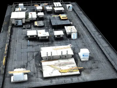 construction-site building roof photogrammetry Low-poly 3D model