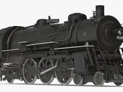 Steam locomotive Santa Fe 3415 3D model
