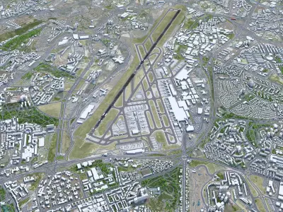 Lisbon Portela Airport 10km Low-poly 3D model