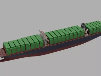 Highpoly 400m Largest Container Ship 3D model