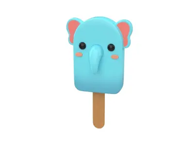 Cartoon Elephant Ice Cream Cute  Low-poly 3D model