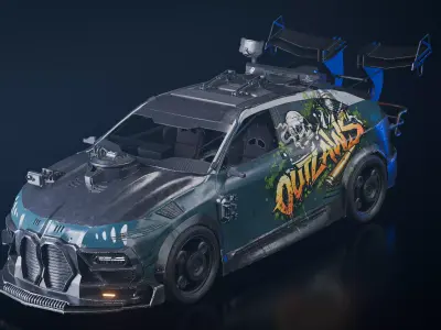 Cyberpunk Mercenary Vehicle  Game Ready Sci-Fi Car Low-poly 3D model