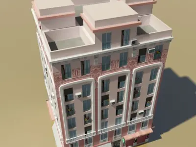 Photorealistic Low Poly Building 3D model 2