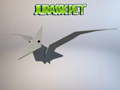Pterodactylus origami bird Low-poly 3D model
