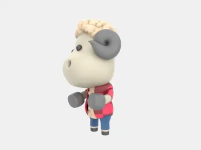 Cute Sheep 3D Illustration 3D model buy