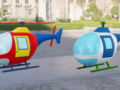Cartoon Helicopter Low-poly 3D model get