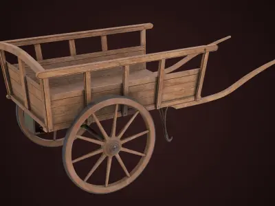  Vintage Wooden Cart11 All PBR Unity UE Textures Included Low-poly 3D model