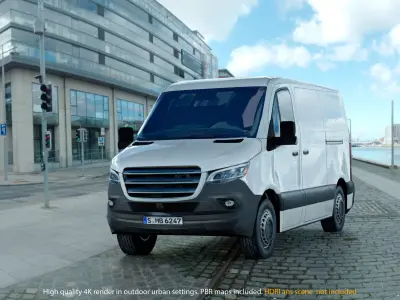 European van sprinter 2020 lo-poly PBR no logos Low-poly 3D model
