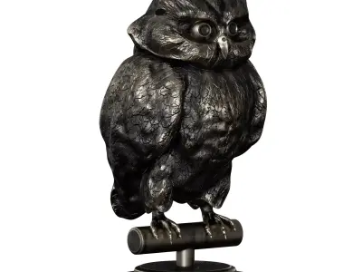 Bronze figurine of an owl bird 3D model