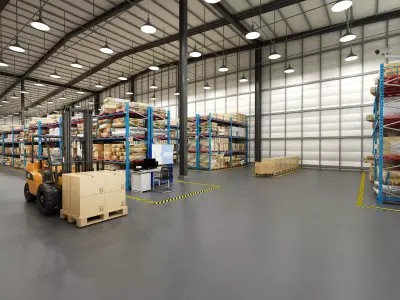 factory and warehouse equipment Low-poly 3D model